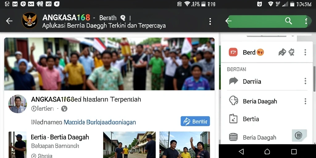 Antarmuka aplikasi ANGKASA168 yang menampilkan berita daerah terkini.