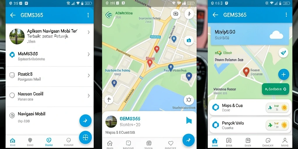 Antarmuka GEMS365 yang memudahkan navigasi mobil.