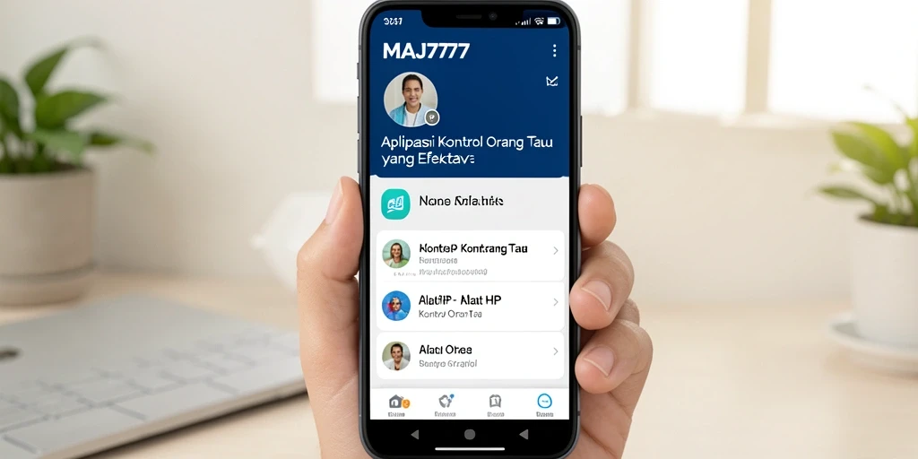Tampilan antarmuka aplikasi Kontrol Orang Tua MAJ777 yang ramah pengguna.