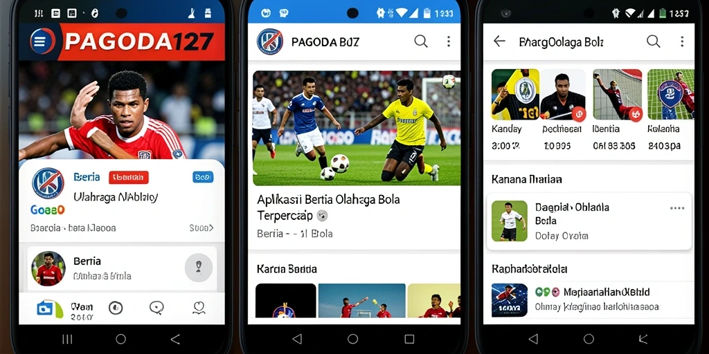Tampilan antarmuka utama aplikasi PAGODA127 untuk berita olahraga bola.