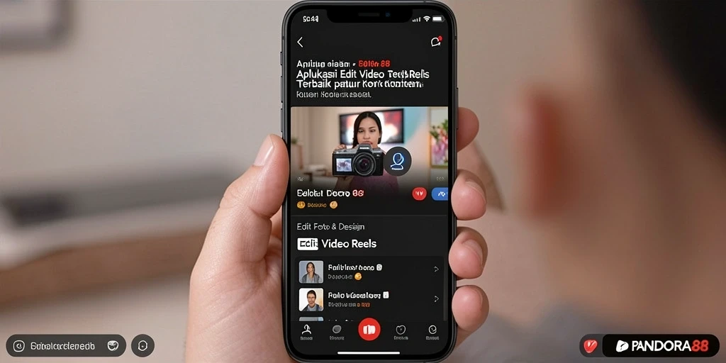 Tampilan antarmuka PANDORA88 yang menawan saat editing video reels.