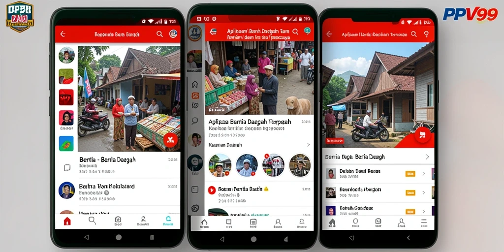 Tampilan antarmuka aplikasi PPV99 untuk berita daerah