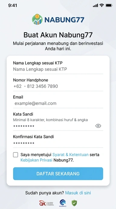 Daftar Akun Baru Nabung77 untuk Pengguna Android